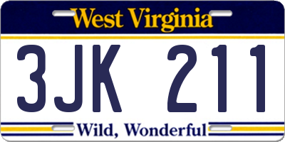 WV license plate 3JK211
