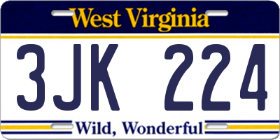 WV license plate 3JK224