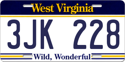 WV license plate 3JK228