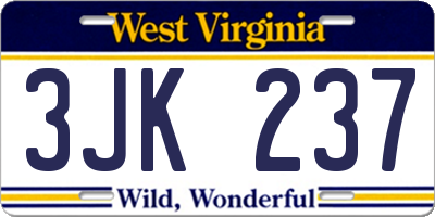 WV license plate 3JK237