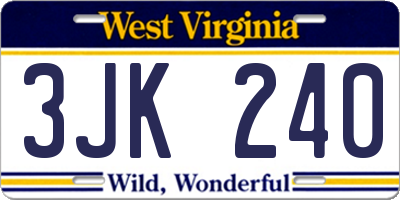 WV license plate 3JK240