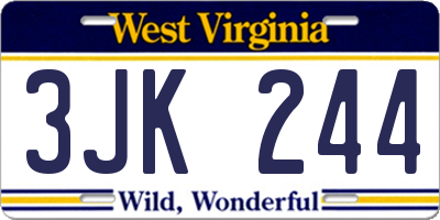 WV license plate 3JK244