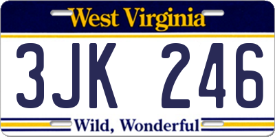 WV license plate 3JK246