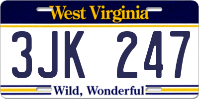 WV license plate 3JK247