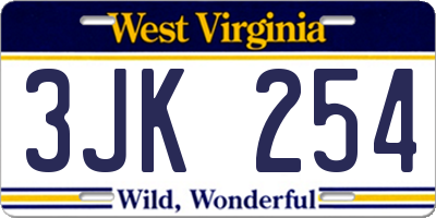 WV license plate 3JK254