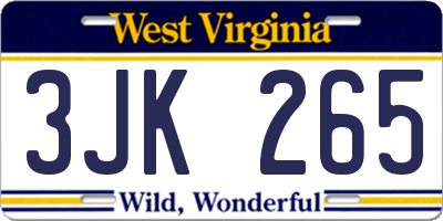 WV license plate 3JK265