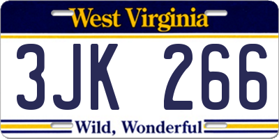WV license plate 3JK266