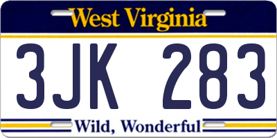 WV license plate 3JK283