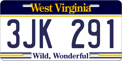 WV license plate 3JK291