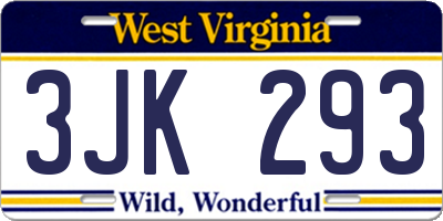 WV license plate 3JK293