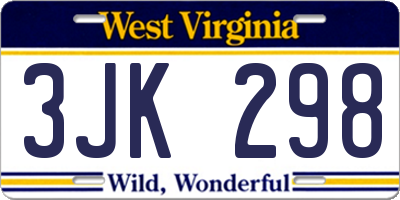 WV license plate 3JK298