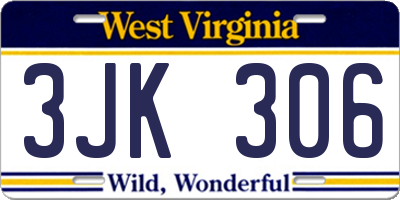 WV license plate 3JK306