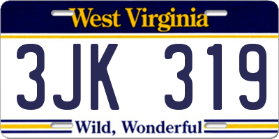WV license plate 3JK319