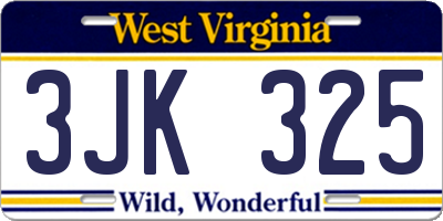 WV license plate 3JK325