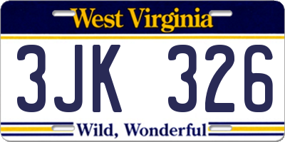 WV license plate 3JK326