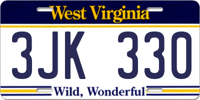 WV license plate 3JK330