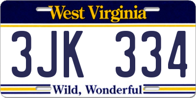 WV license plate 3JK334