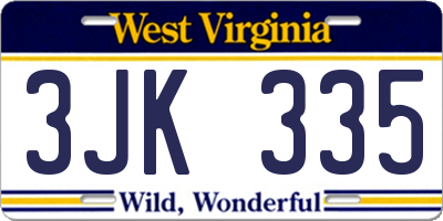 WV license plate 3JK335