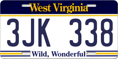 WV license plate 3JK338