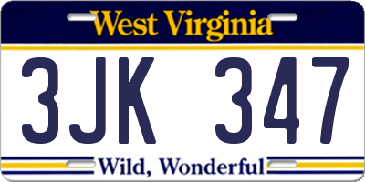 WV license plate 3JK347