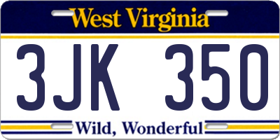 WV license plate 3JK350