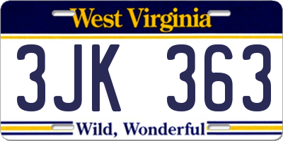 WV license plate 3JK363