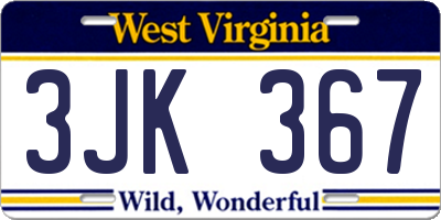 WV license plate 3JK367