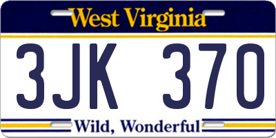 WV license plate 3JK370