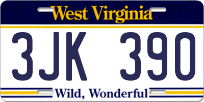 WV license plate 3JK390