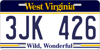 WV license plate 3JK426