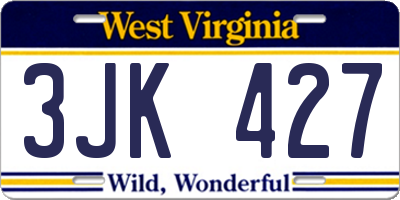 WV license plate 3JK427
