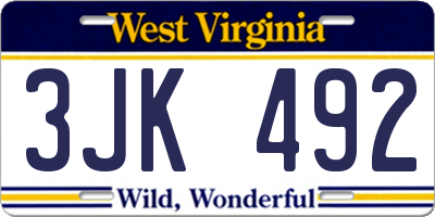 WV license plate 3JK492
