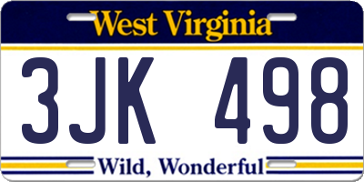 WV license plate 3JK498