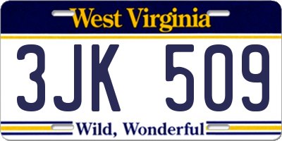 WV license plate 3JK509