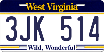 WV license plate 3JK514