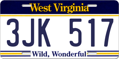 WV license plate 3JK517
