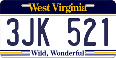 WV license plate 3JK521