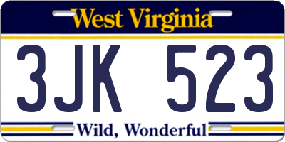WV license plate 3JK523