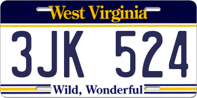 WV license plate 3JK524