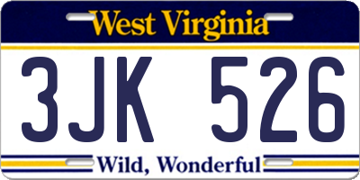 WV license plate 3JK526