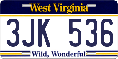 WV license plate 3JK536