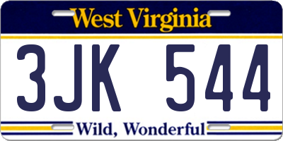 WV license plate 3JK544