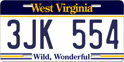 WV license plate 3JK554