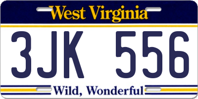 WV license plate 3JK556
