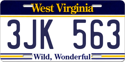 WV license plate 3JK563