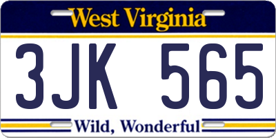 WV license plate 3JK565