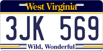 WV license plate 3JK569