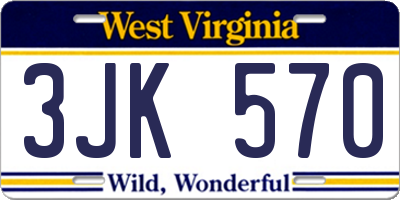 WV license plate 3JK570