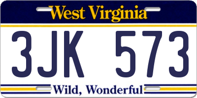 WV license plate 3JK573