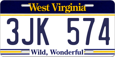 WV license plate 3JK574